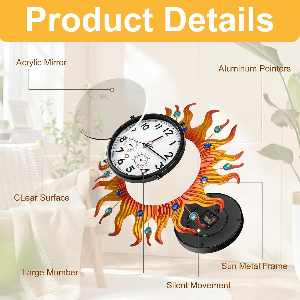 20" Outdoor Wall Clock Thermometer Hygrometer