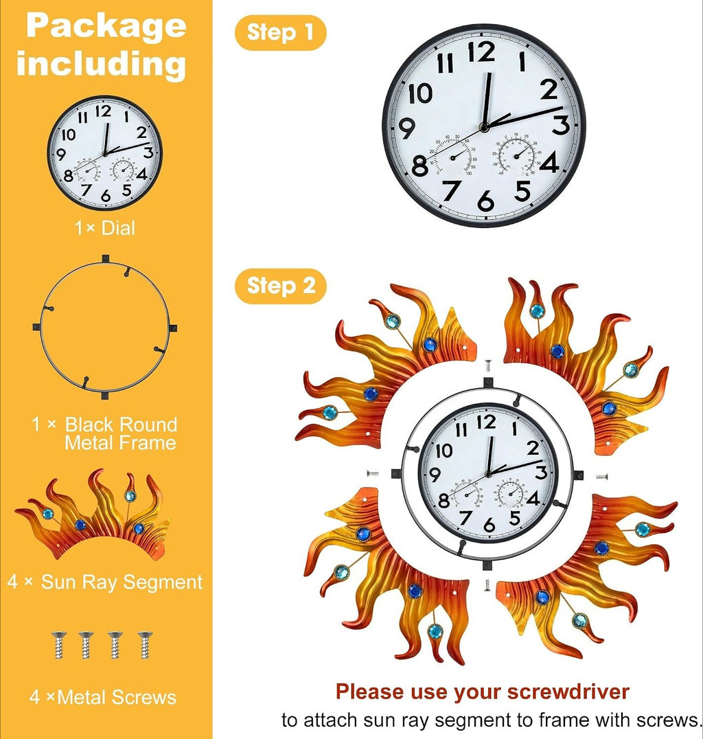 20" Outdoor Wall Clock Thermometer Hygrometer