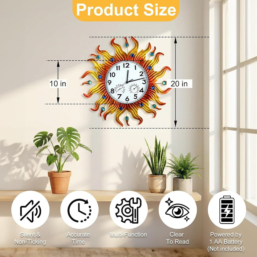 20" Outdoor Wall Clock Thermometer Hygrometer