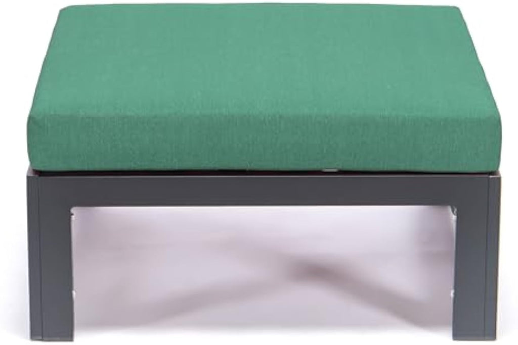 Set of 2 Green Aluminum Patio Ottoman Seats