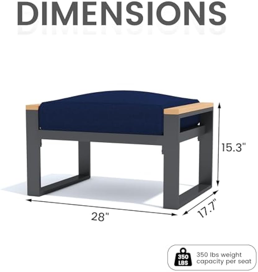 Aluminum Patio Ottoman with Olefin Foam Cushions