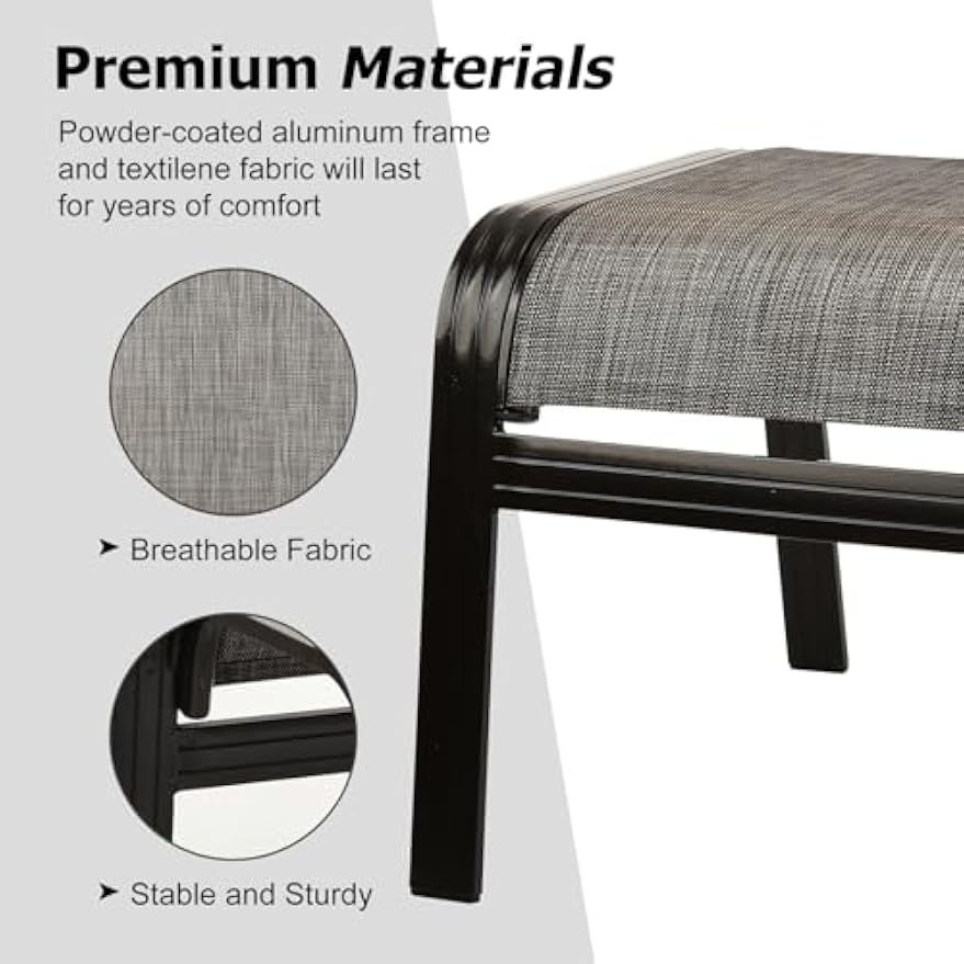 2‑Pack Brown Aluminum Patio Ottomans