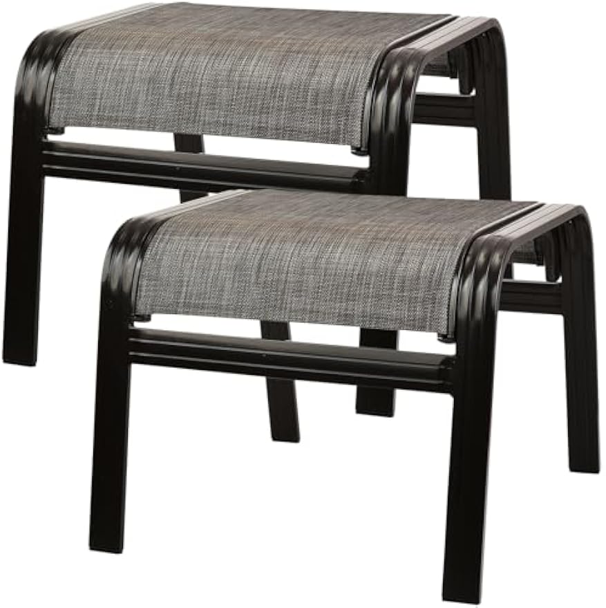 2‑Pack Brown Aluminum Patio Ottomans