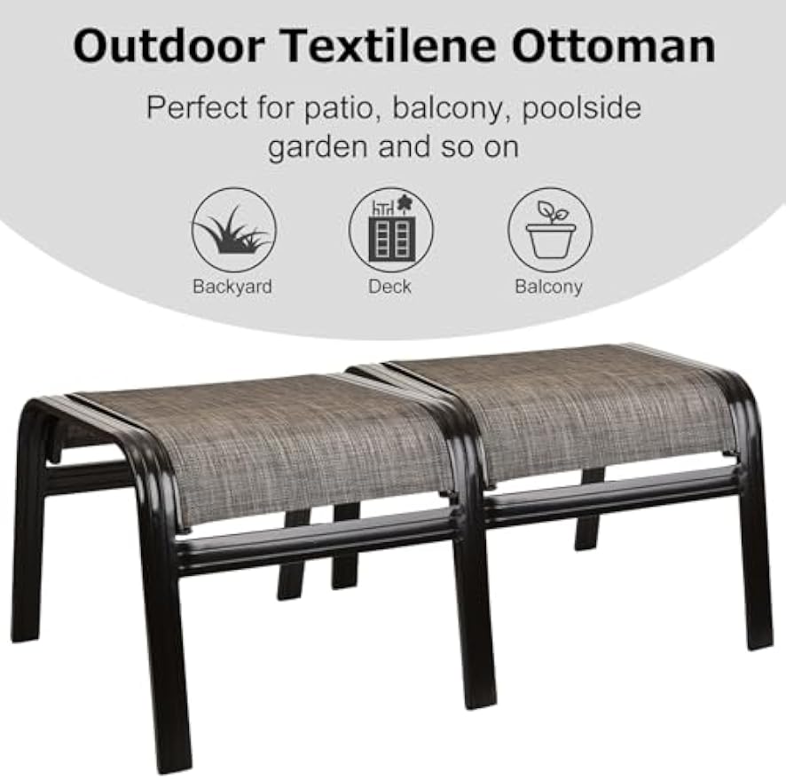 2‑Pack Brown Aluminum Patio Ottomans