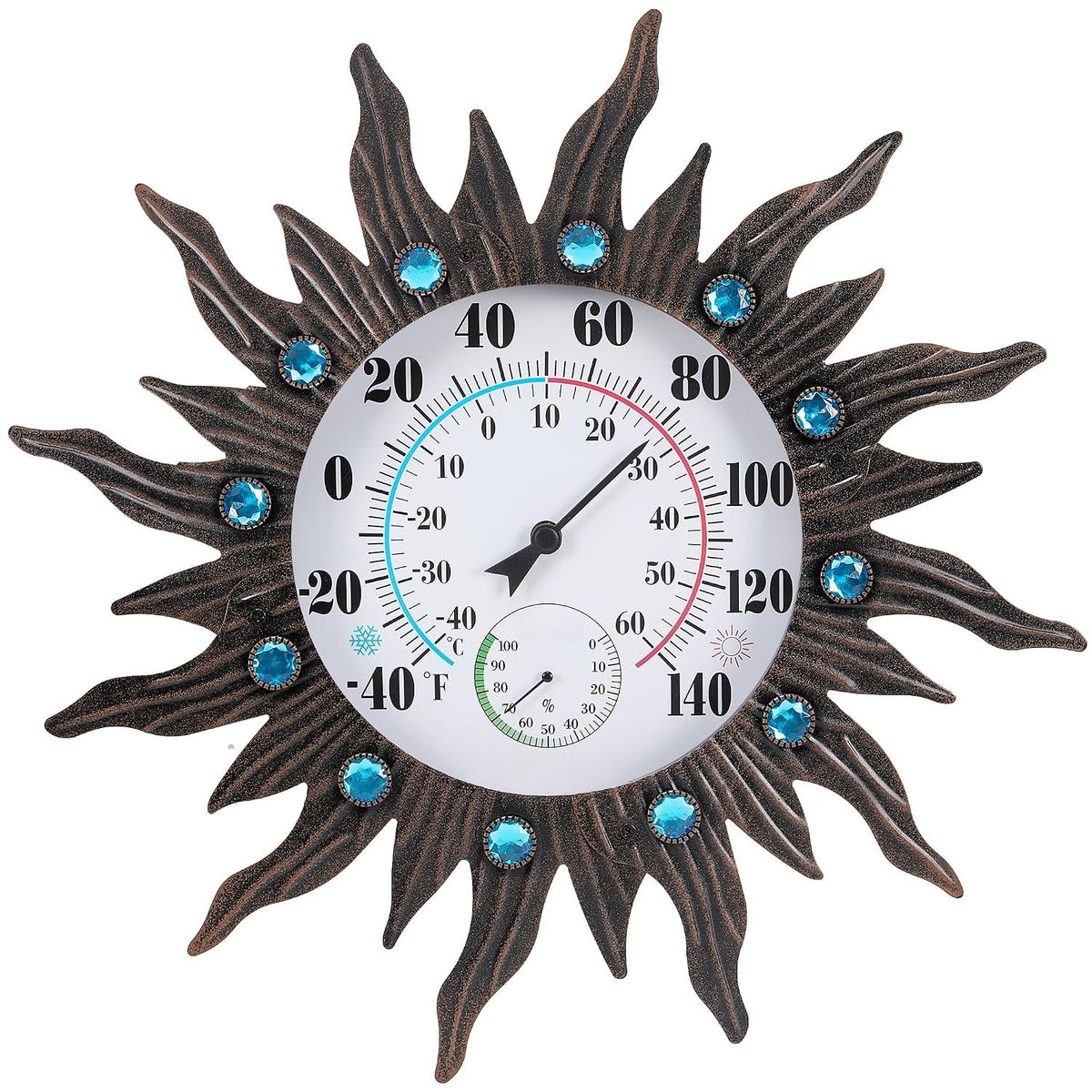 18" Vintage Sun Wall Thermometer Humidity