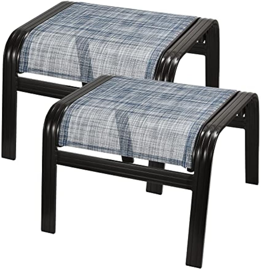 2‑Pack Blue Stackable Patio Ottomans