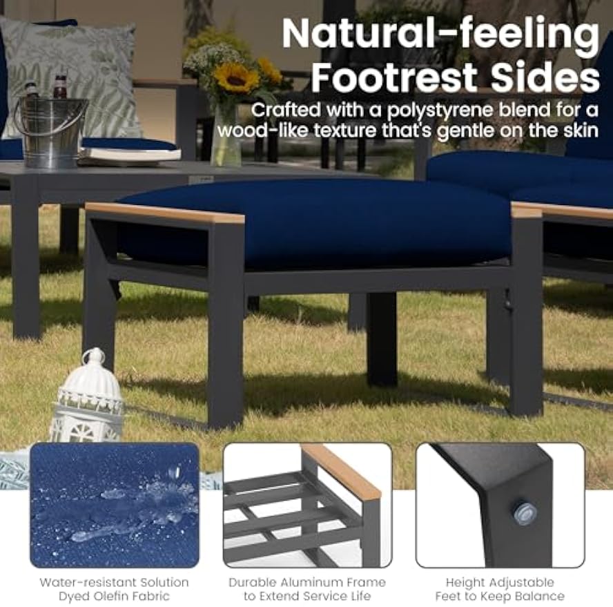 Aluminum Patio Ottoman with Olefin Foam Cushions