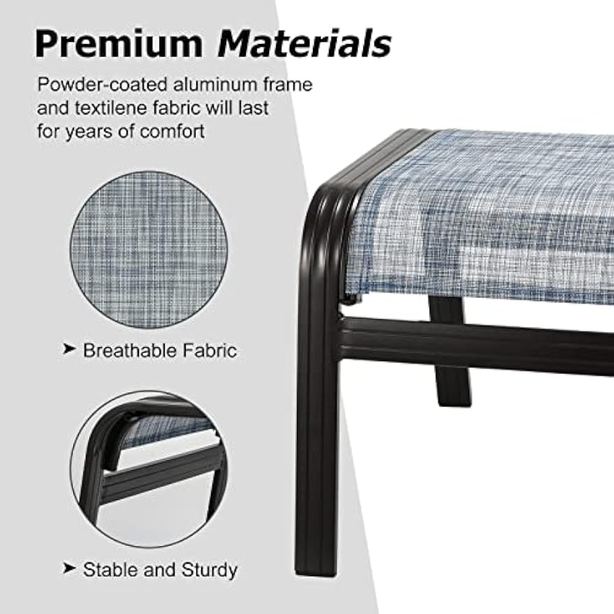 2‑Pack Blue Stackable Patio Ottomans