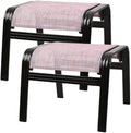Set of 2 Pink Aluminum Patio Outdoor Ottomans