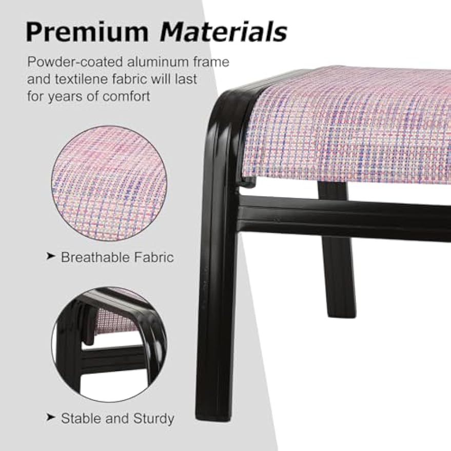 Set of 2 Pink Aluminum Patio Outdoor Ottomans
