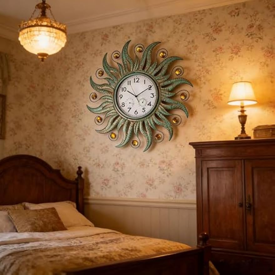 25" Metal Outdoor Clock Combo