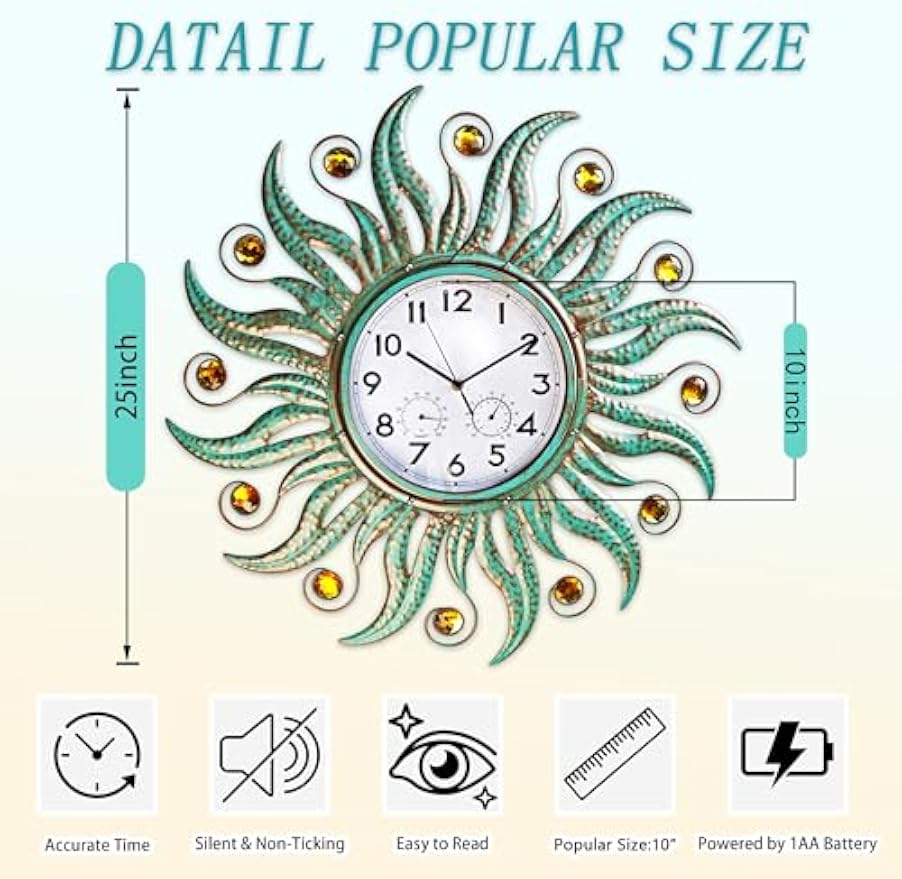 25" Metal Outdoor Clock Combo
