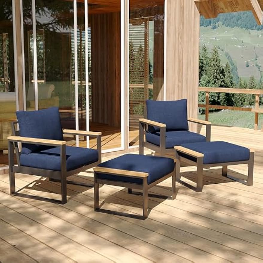 Aluminum Patio Ottoman with Olefin Foam Cushions