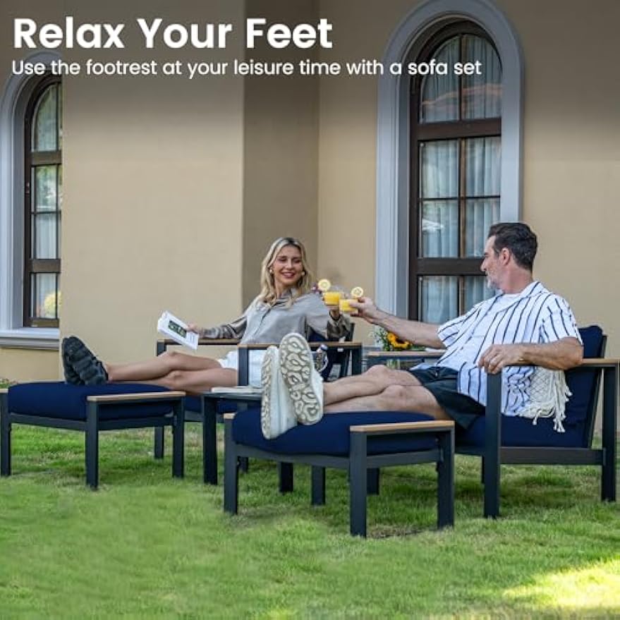 Aluminum Patio Ottoman with Olefin Foam Cushions