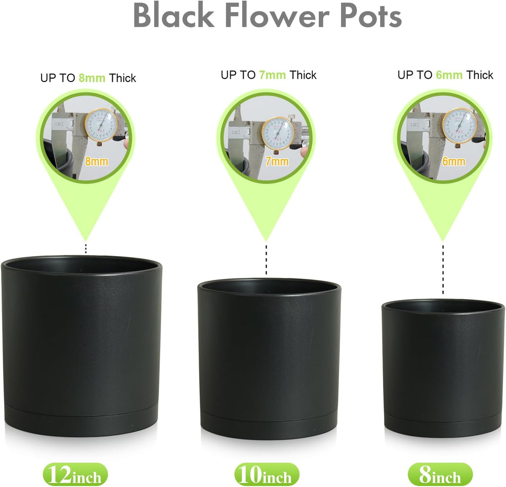 3‑Pack Tall Cylinder Plant Pots