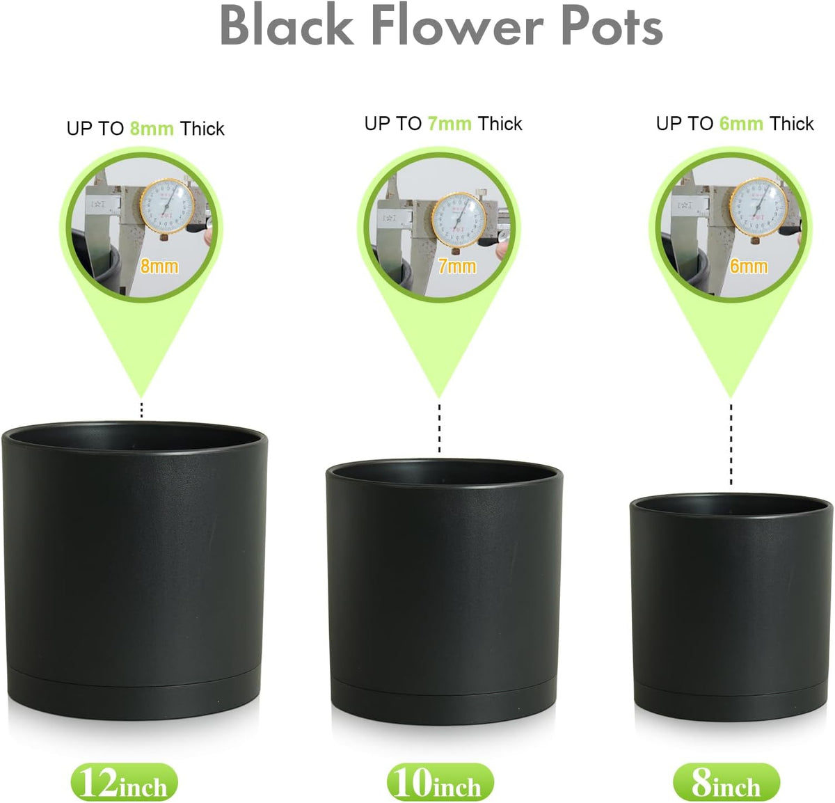 3‑Pack Tall Cylinder Plant Pots