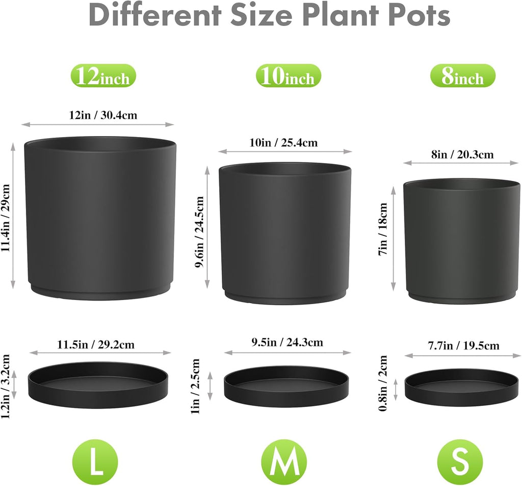 3‑Pack Tall Cylinder Plant Pots
