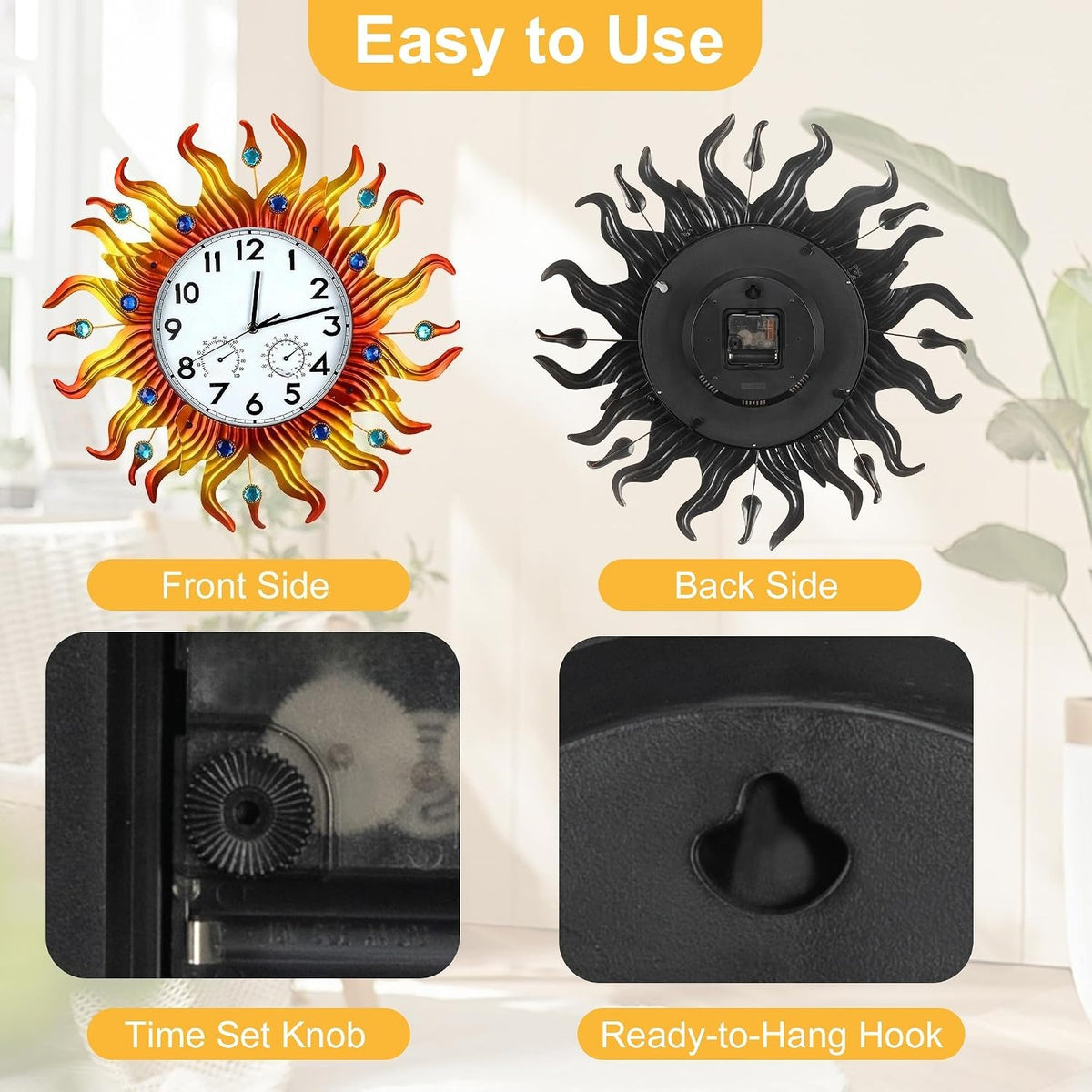 20" Outdoor Wall Clock Thermometer Hygrometer