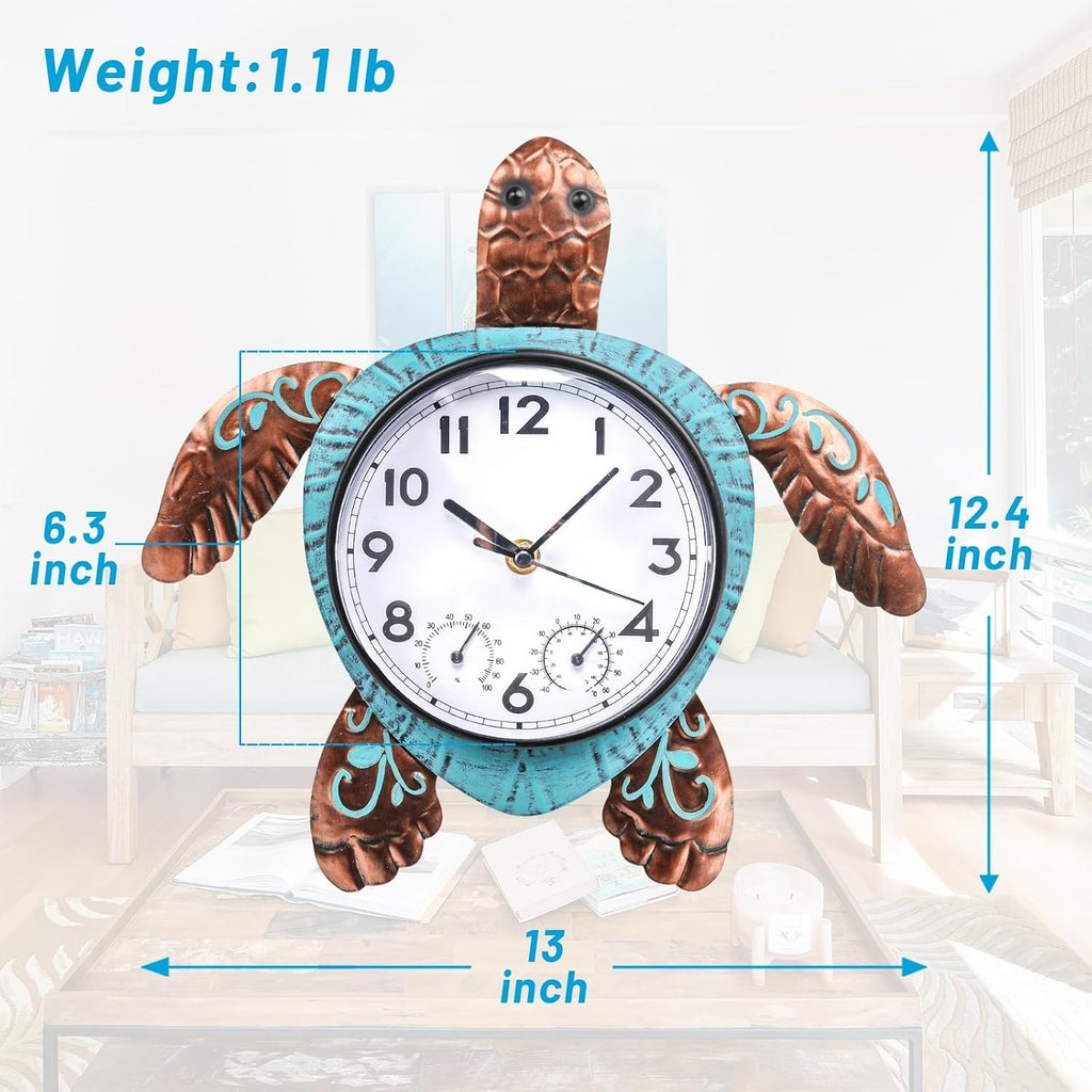 Turtle Outdoor Clock Thermometer Combo