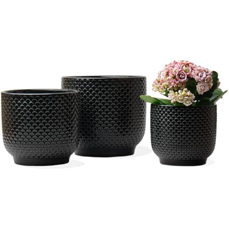 Set of 3 Ceramic Plant Pots 4‑6 Inch