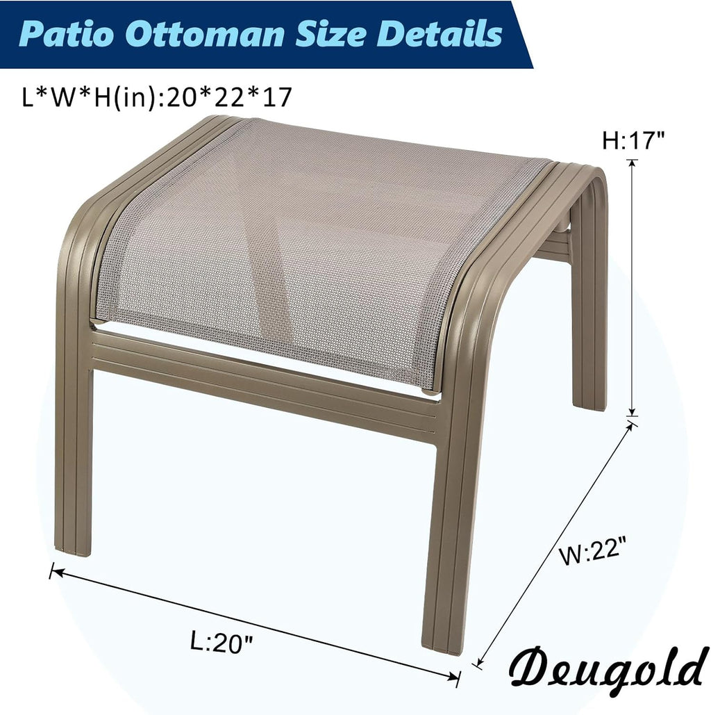 2‑Pack Champagne Aluminum Patio Ottomans
