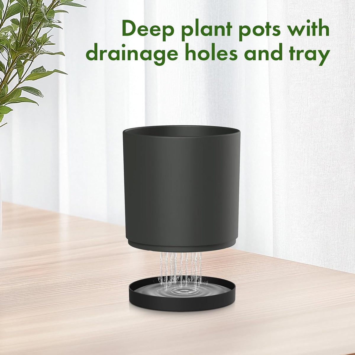 3‑Pack Tall Cylinder Plant Pots