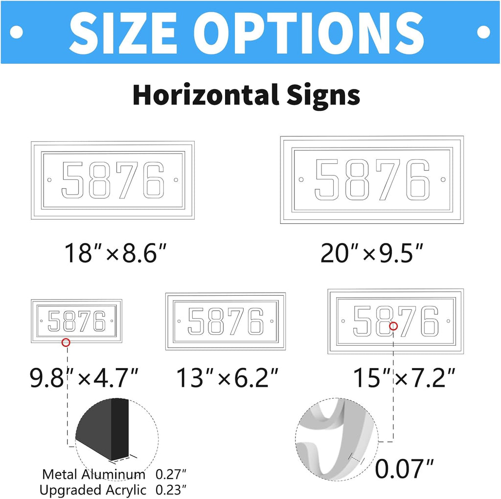 Rectangle Horizontal Custom House Number Address Plaque