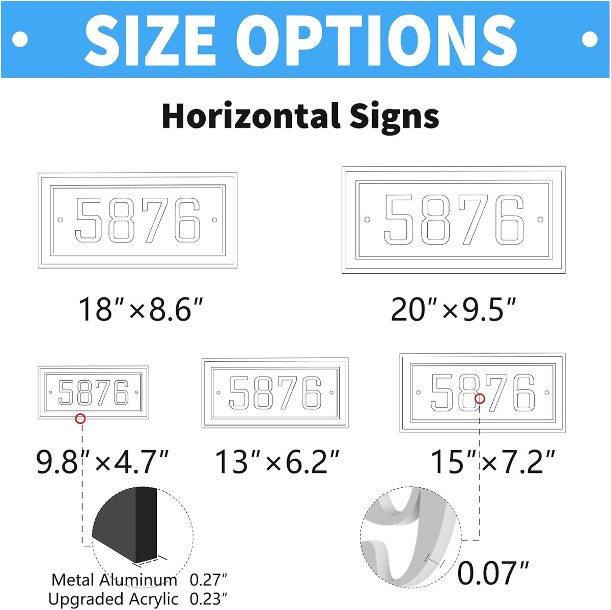 Rectangle Horizontal Custom House Number Address Plaque
