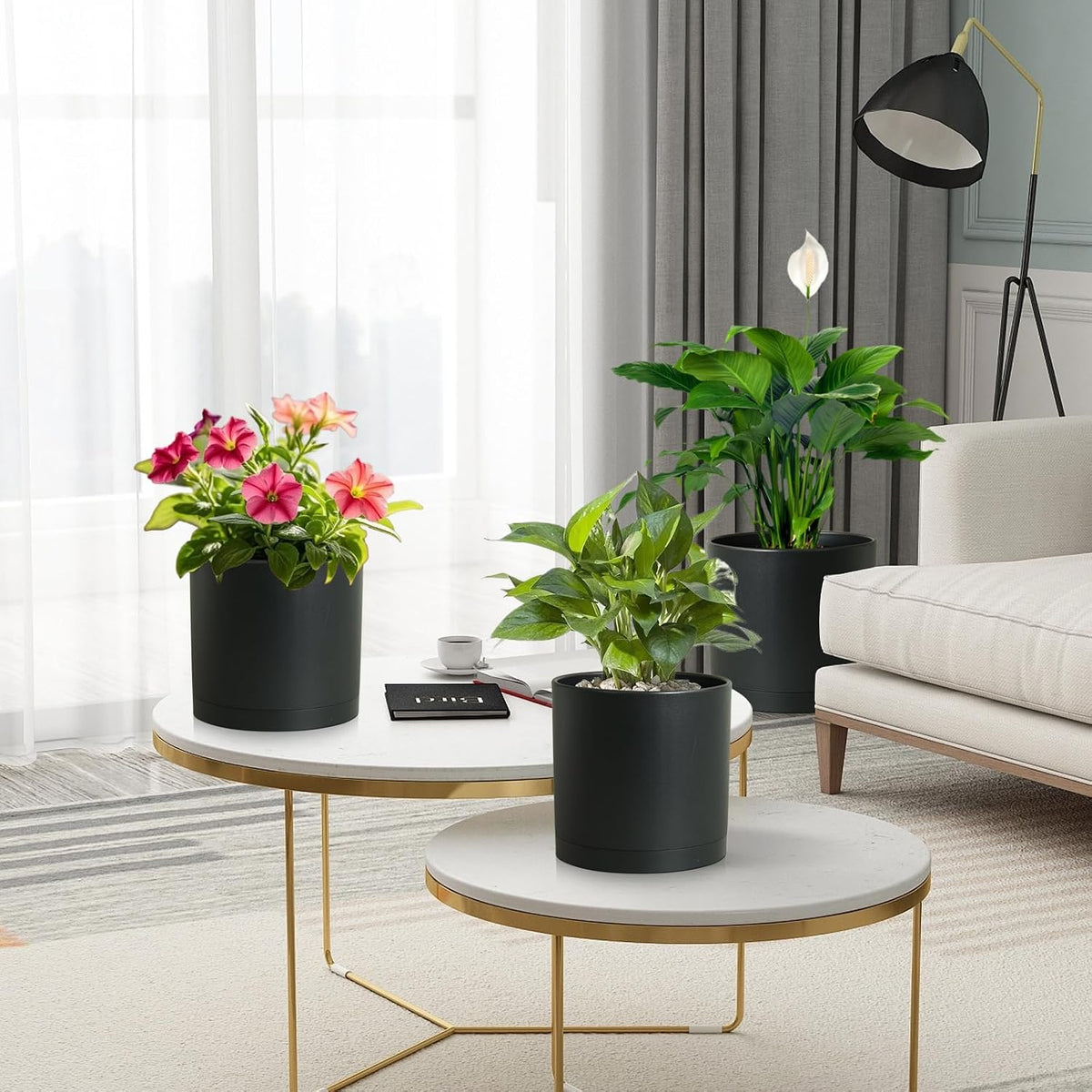 3‑Pack Tall Cylinder Plant Pots