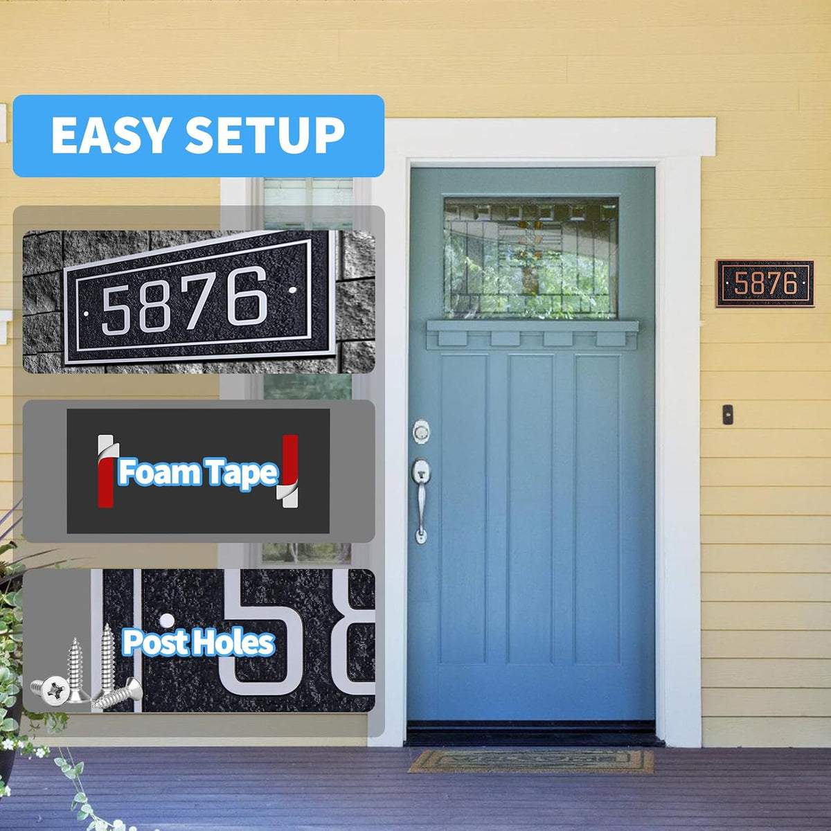 Rectangle Horizontal Custom House Number Address Plaque