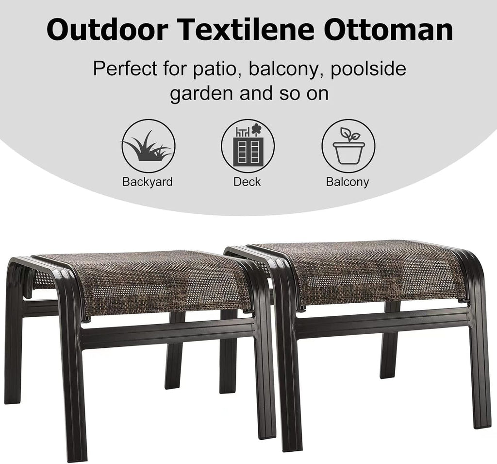 2‑Pack Brown Patio Ottomans