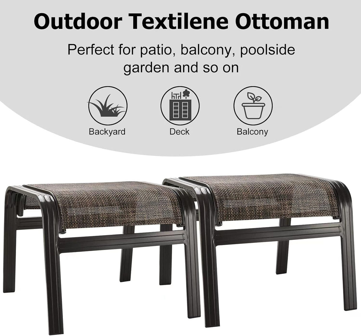 2‑Pack Brown Patio Ottomans