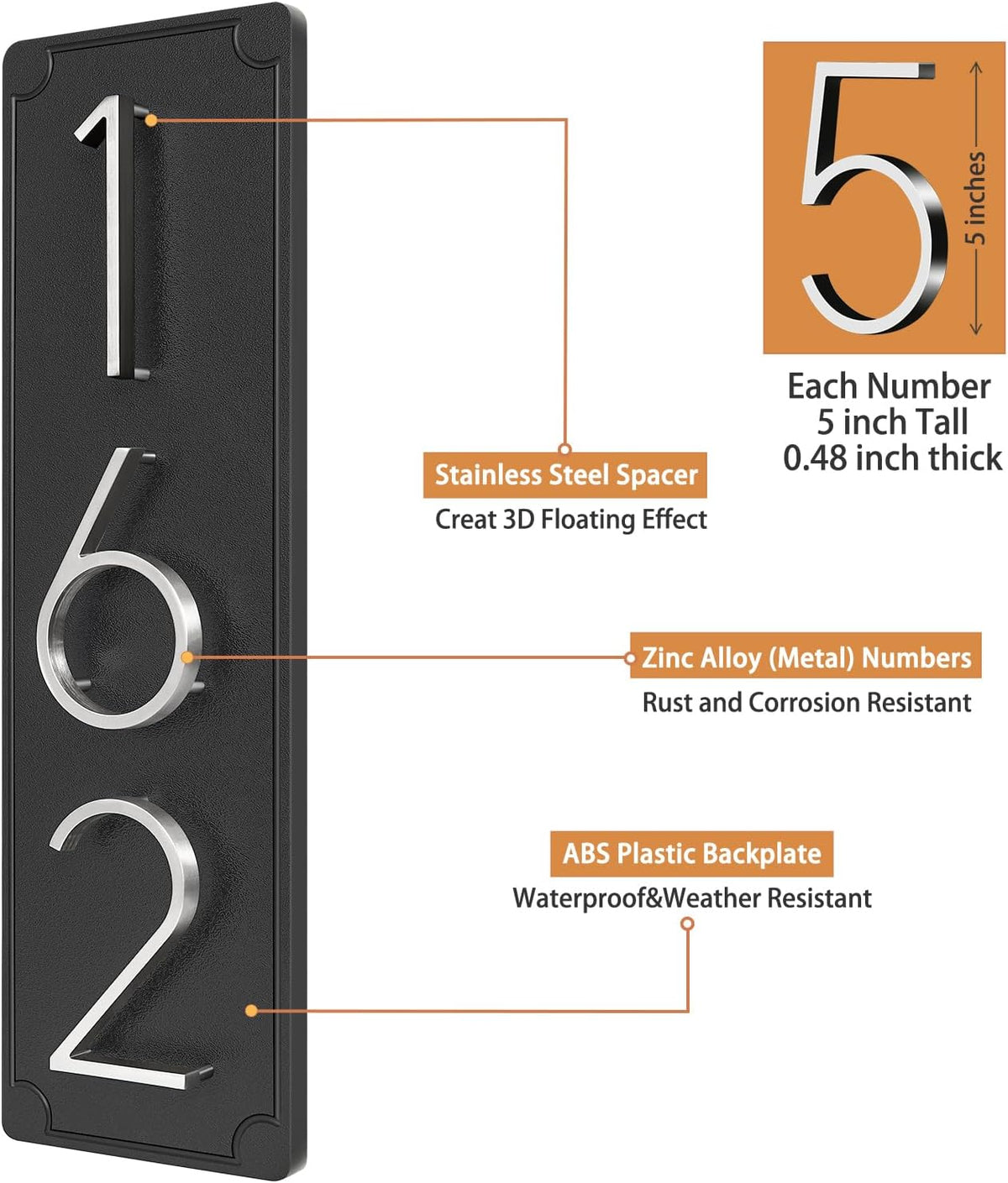 Custom Floating Metal House Number Address Plaque