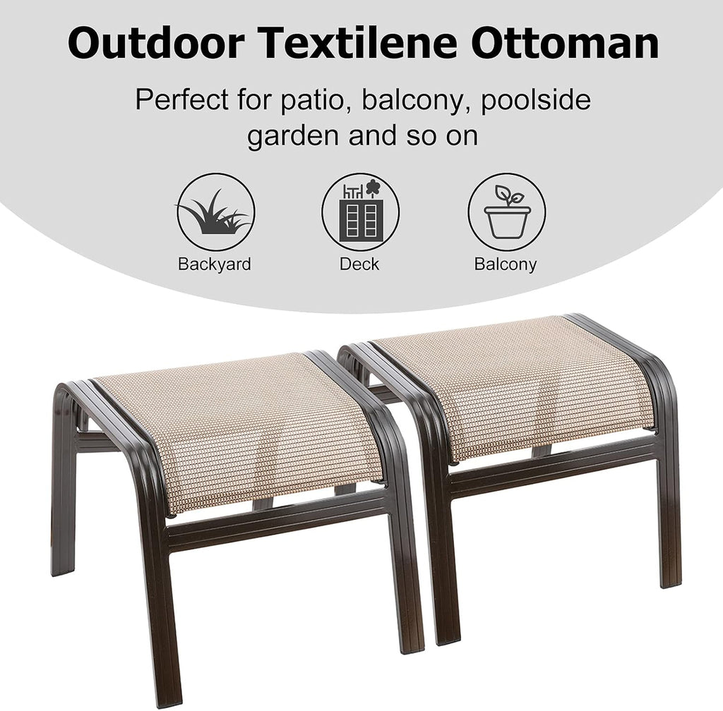 2‑Pack Brown Patio Ottomans