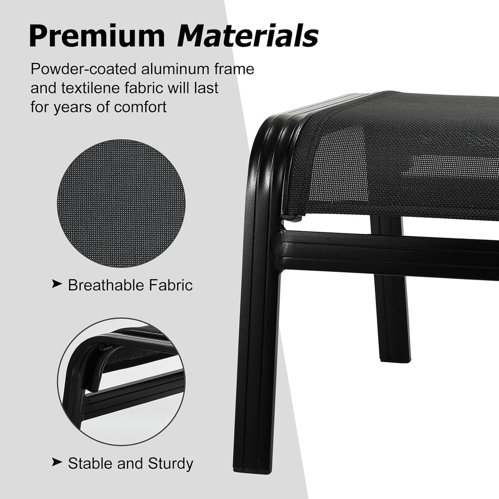 2‑Pack Black Stackable Patio Ottomans