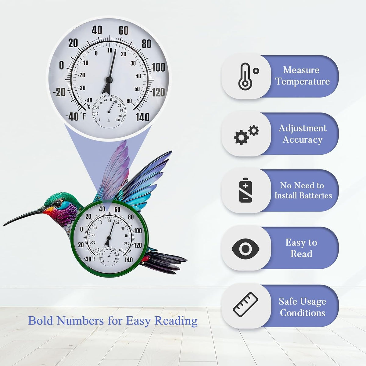 Large Wall Thermometer Hygrometer Indoor Outdoor