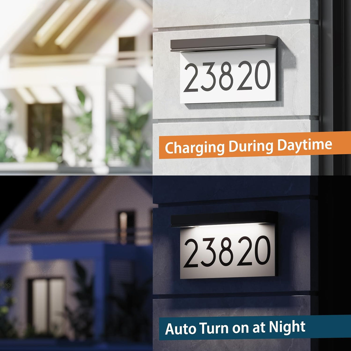 Solar LED Lighted House Number Address Sign