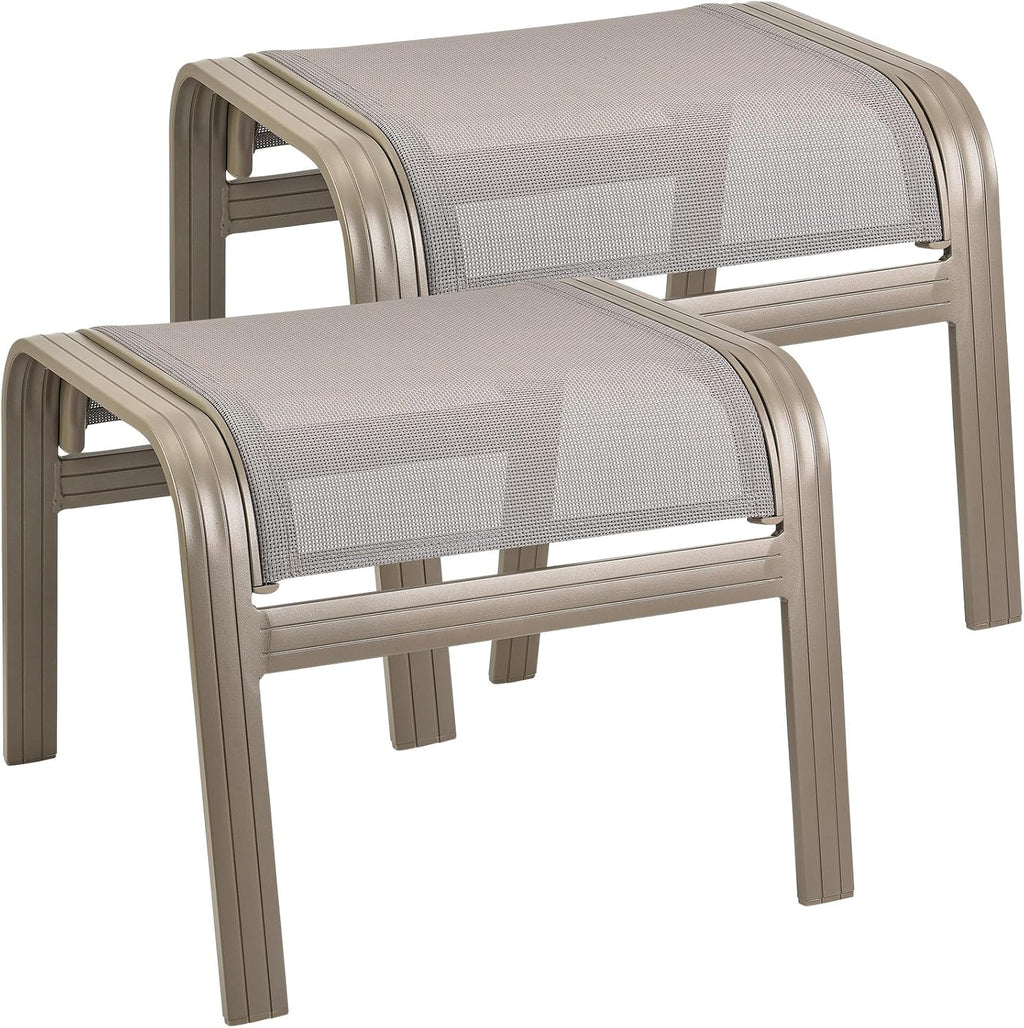2‑Pack Champagne Aluminum Patio Ottomans