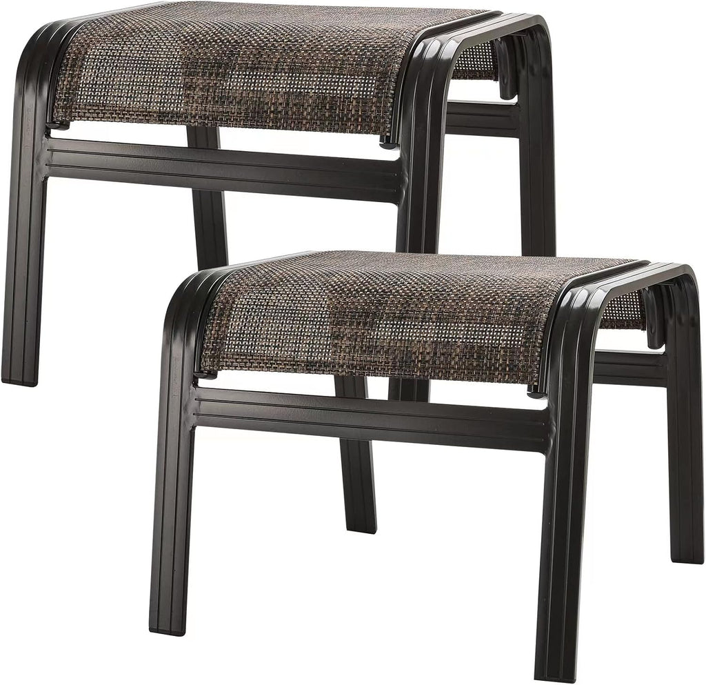 2‑Pack Brown Patio Ottomans