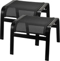 2‑Pack Black Stackable Patio Ottomans