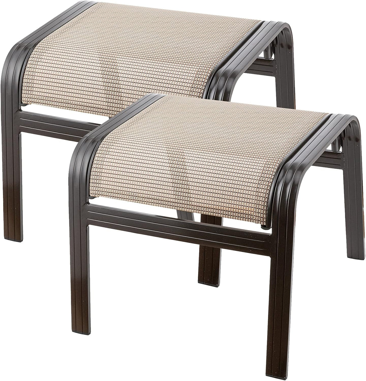 2‑Pack Brown Patio Ottomans