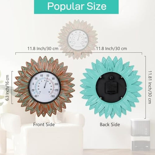 12" Sunflower Metal Wall Thermometer