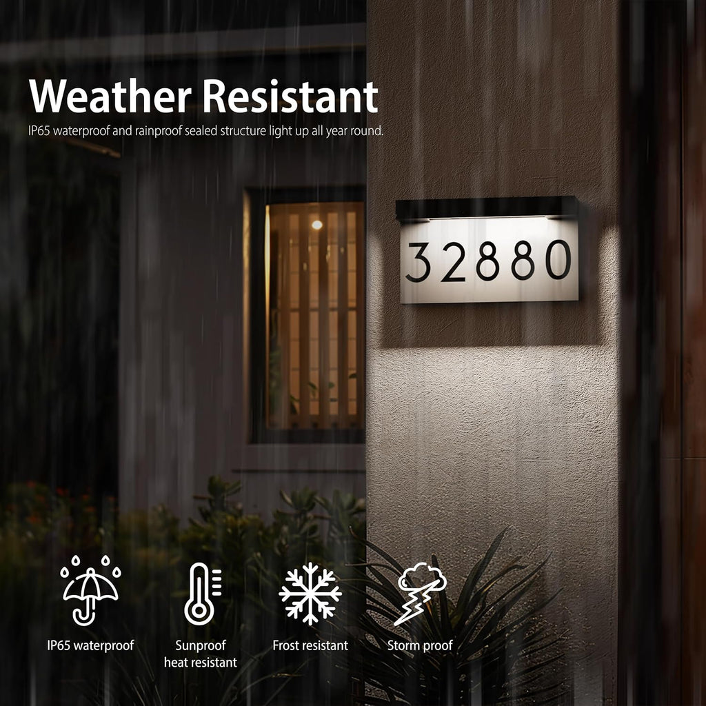 Solar LED Lighted House Number Address Sign
