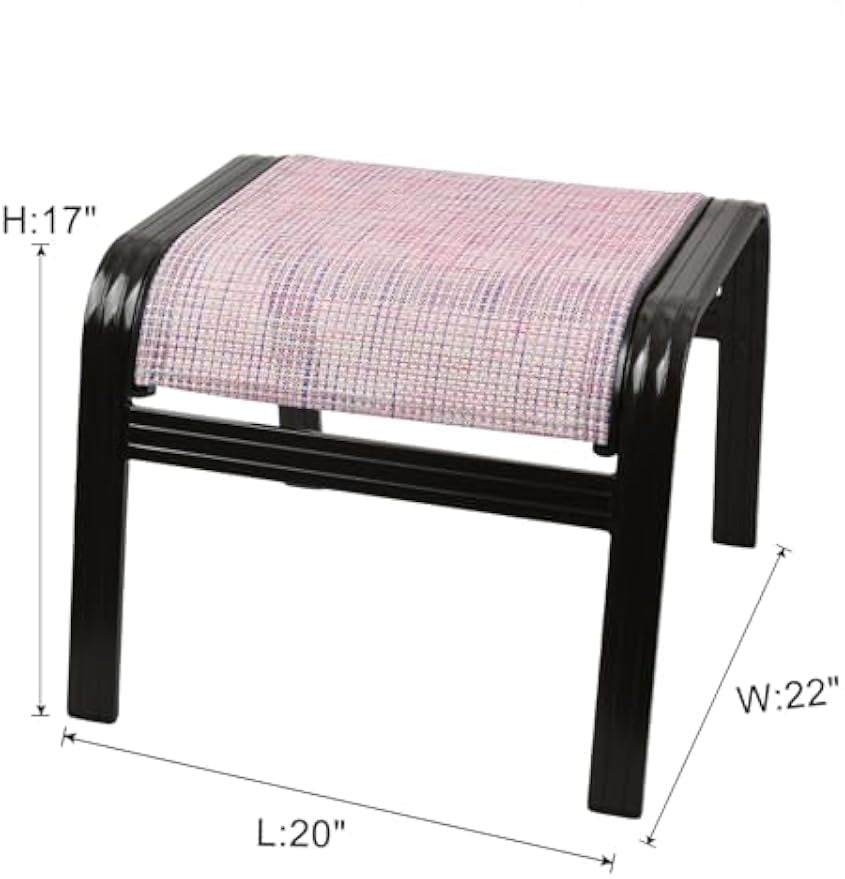 Set of 2 Pink Aluminum Patio Outdoor Ottomans