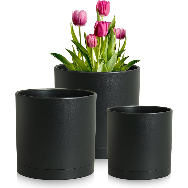 3‑Pack Tall Cylinder Plant Pots