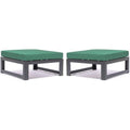 Set of 2 Green Aluminum Patio Ottoman Seats