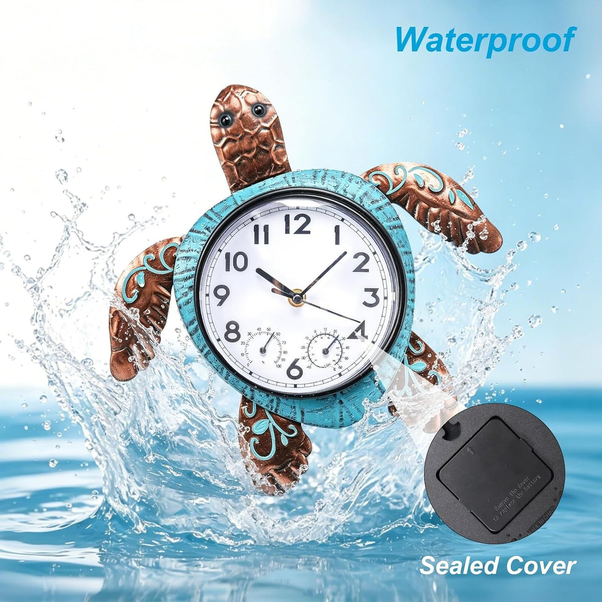 Turtle Outdoor Clock Thermometer Combo