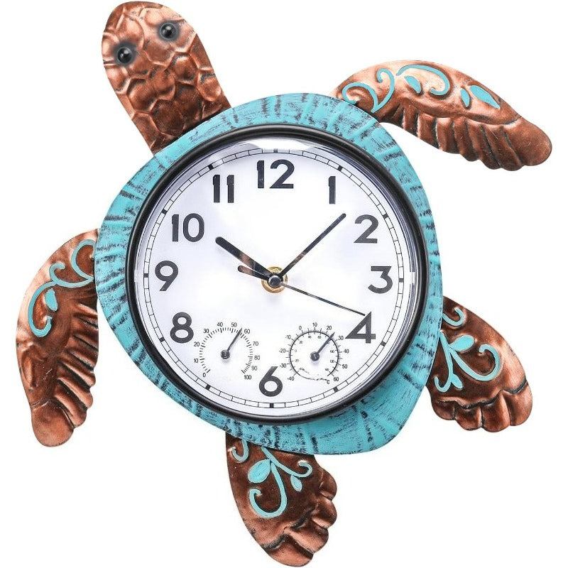 Turtle Outdoor Clock Thermometer Combo