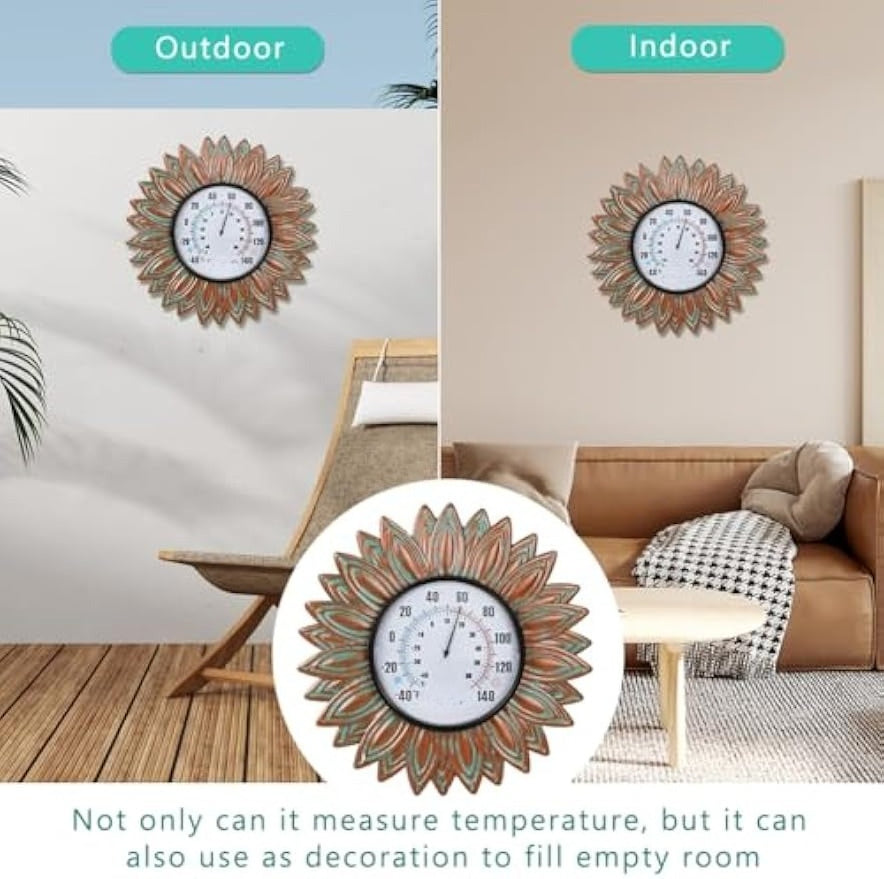 12" Sunflower Metal Wall Thermometer