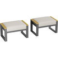 2‑Pack Beige Aluminum Patio Ottomans